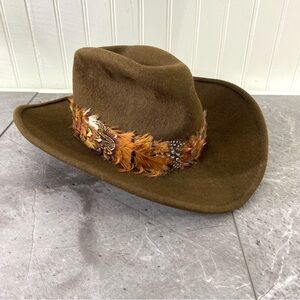 The Original Conforma‎ Brim Men’s Western Hat Feathers size 6 7/8 Brown Wool Vtg